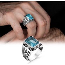 Argento Silver Oktegon Kesim Aqua Taşlı 925 Ayar Gümüş Yüzük