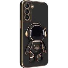 Case Street Casestreet Samsung Galaxy S22 Plus Kılıf Kamera Korumalı Astronot Desenli Standlı Silikon Siyah