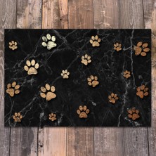 Evaşk Vinil Kaymaz Tabanlı Keçe Baskılı Evcil Hayvan Pet Mama  Paspası 30x45