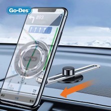 Go-Des  Araba Araç Içi Telefon  GD-HD912 Magnetik Dönebilen Torpido Üstü Düz Zemin Tasarım Tutucu