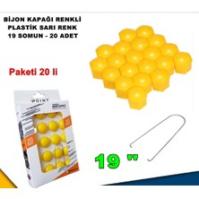 Caraks Renkli Bijon Kapağı Plastik Sarı Renk Altıgen 19 mm Bijon Uyumlu 20 Adet - Caraks