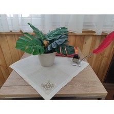 Cennet Home Monstera Devetabanı Beyaz Saksıda Yapay Çiçek