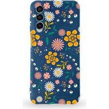 Printify Samsung Galaxy M13 ile Uyumlu Lansman Çiçek Tasarımlı Içi Kadife Kapak Kılıf