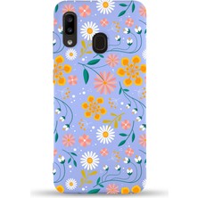 Printify Samsung Galaxy A30 ile Uyumlu Lansman Çiçek Tasarımlı Içi Kadife Kapak Kılıf