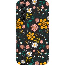 Printify Samsung Galaxy A14 ile Uyumlu Lansman Çiçek Tasarımlı Içi Kadife Kapak Kılıf