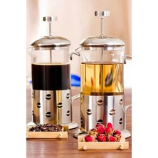 Maridet French Press Bitki Çayı Demliği 350 Ml. Metal Kulplu Çok Amaçlı Ölçü Kabı Cam French Press