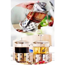 Maridet French Press Bitki Çayı Demliği 350 Ml. Metal Kulplu Çok Amaçlı Ölçü Kabı Cam French Press