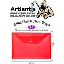 Artlantis A3 Çıtçıtlı Dosya 5 Adet Renkli A-3 Çıt Çıtlı Zarf Dosya Transparan 47X33.5 cm Büyük Boy Çıtçıtlı Dosya