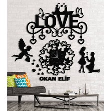 Planet Store Ahşap Love Tablo ve Duvar Saati Model 3