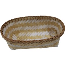 Es Dekor Ev Sepet Öğesi Beyaz Kahverengi %100 Doğal Malzemelerle Üretilmiştir El Yapımı 26X15CM