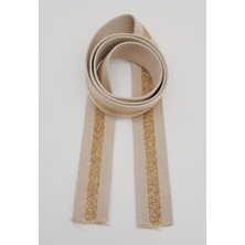 Angel Çanta Aksesuar 4 cm Bej Renk Simli Polyester Kolon 1 Metre