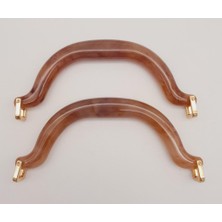 Angel Çanta Aksesuar Akrilik Sütlü Kahve Renk Mermer Desen Light Gold Halkalı Çanta Tutma Sapı