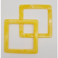 Angel Çanta Aksesuar Kare Akrilik Sarı Renk Mermer Desen Çanta Sapı