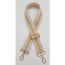 Angel Çanta Aksesuar Polyester Kolon 120X4 cm Bej Renk Simli Light Gold Metalli