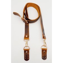 Angel Çanta Aksesuar Gerçek Deri Ayarlı Uzun Sap 2.3X130 Crazy Oil Hardal Light Gold Metalli