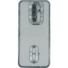 Plus Xiaomi Redmi Note 8 Pro ile Uyumlu Roma Lensli Lazer Slot Şeffaf Kılıf