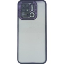 Plus Xiaomi Redmi 10C / Poco C40 ile Uyumlu Roma Lensli Lazer Slot Şeffaf Kılıf