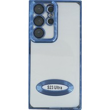 Plus Samsung S23 Ultra ile Uyumlu Roma Lensli Lazer Slot Şeffaf Siyah Kılıf
