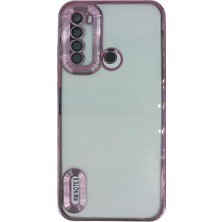 Plus Xiaomi Redmi Note 8 ile Uyumlu Roma Lensli Lazer Slot Şeffaf Kılıf