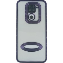 Plus Xiaomi Redmi Note 9 ile Uyumlu Roma Lensli Lazer Slot Şeffaf Kılıf