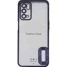 Plus Oppo A16 / A55 ile Uyumlu Roma Lensli Lazer Slot Şeffaf  Kılıf