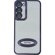 Plus Samsung S23 Plus ile Uyumlu Roma Lensli Lazer Slot Şeffaf Kılıf