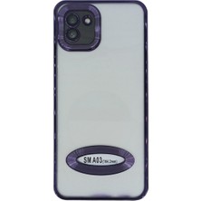Plus Samsung A03 ile Uyumlu Roma Lensli Lazer Slot Şeffaf Kılıf