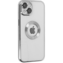 Plus iPhone 14 ile Uyumlu Roma Lensli Lazer Slot Şeffaf Kılıf