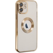 Plus iPhone 12 ile Uyumlu Roma Lensli Lazer Slot Şeffaf Kılıf