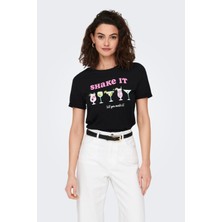 Only 15291465-23Y Onlkıta S/s Drınks Top Box Jrs Kadın T-Shirt