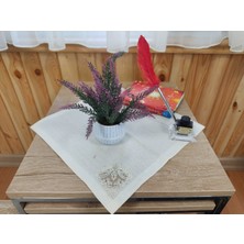 Cennet Home Doğal Dokulu Lavanta Beyaz Hasır Saksıda Dekoratif Masa Çiçeği