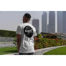 Arda Ege Nasa Sırt Baskılı Desenli %100 Pamuk Beyaz Erkek T-Shirt