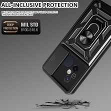 Smcase Xiaomi Redmi 12C Kılıf Sert Silikon Tank Aramid Sürgülü Vega Yüzüklü Kırmızı