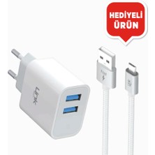 LinkTech Android Uyumlu Micro USB 10W Dual Hızlı Şarj Aleti+ 1mt Kablo MIDI203C