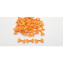 Be Beauty Turuncu Renk Beyaz Puantiyeli 50 Adet Fiyonk Papyon (2,5 x 3,5 Cm)