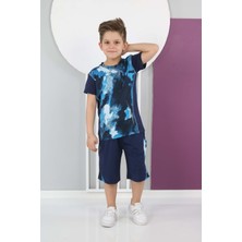 Erkek Çocuk Dalgıç Kumaş Spor Şort Tişört  Bermuda Alt-Üst Takım-ET-0001