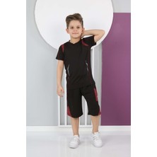Erkek Çocuk Dalgıç Kumaş Spor Şort Tişört  Bermuda Alt-Üst Takım-ET-0001
