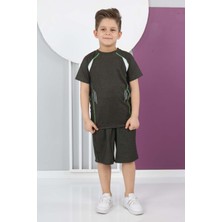 Erkek Çocuk Dalgıç Kumaş Spor Şort Tişört  Bermuda Alt-Üst Takım-ET-0001