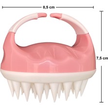 Land Of Myth LOM1403 Yumuşak Silikon Dişli Saç Derisi Masaj Şampuan Duş Fırçası Pembe - Beyaz