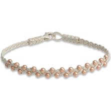 Stil Love Gümüş Inci Kazaziye Örgü Bileklik