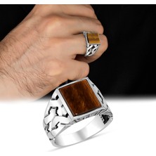 Argento Silver Kaplangözü Taşlı 925 Ayar Gümüş Erkek Yüzük