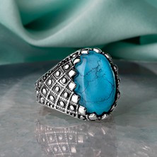 Argento Silver Firuze Taşlı 925 Ayar Erkek Gümüş Yüzük