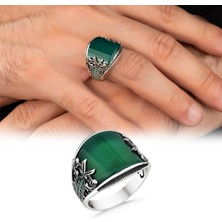 Argento Silver Yeşil Akik Taşlı 925 Ayar Gümüş Yüzük