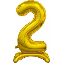 Kidspartim Ayakta Durabilen Gold 2 Rakam Folyo Balon