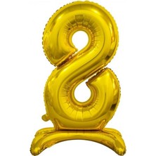 Kidspartim Ayakta Durabilen Gold 8 Rakam Folyo Balon