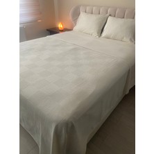 Zeren Home %100 Pamuklu Çift Kişilik Pike, Lastikli Çarşaf Takım 4 Parça