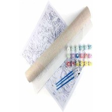 Ena Butik Canvas 6 Ağaç Sayılarla Boyama Seti  Rulo 60 x 75 cm