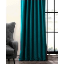 Evdepo Home Taç Petrol Mavisi Karartma Blackout Fon Perde, 1/3 Sık Pile, Tek Kanat, 70 x 270 cm