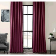 Evdepo Home Taç Mürdüm Karartma Blackout Fon Perde, 1/2 Seyrek Pile, Tek Kanat, 50 x 250 cm