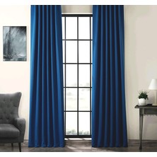 Evdepo Home Taç Parlament Mavi Karartma Blackout Fon Perde, 1/2,5 Normal Pile, Tek Kanat, 50 x 270 cm
